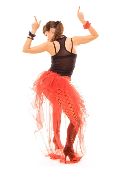 stock image Woman pointing up in dance