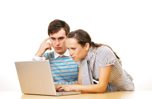 Students working with laptop — Stock Photo, Image