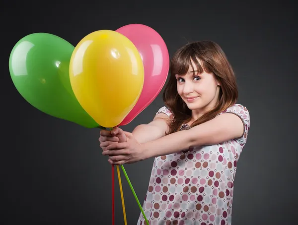 Ragazza felice con palloncini — Foto Stock