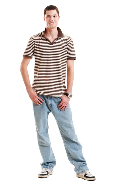 Young man in striped t-shirt — Stock Photo, Image