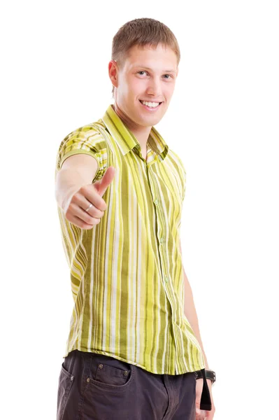 Happy man in green shirt — Stock Photo, Image