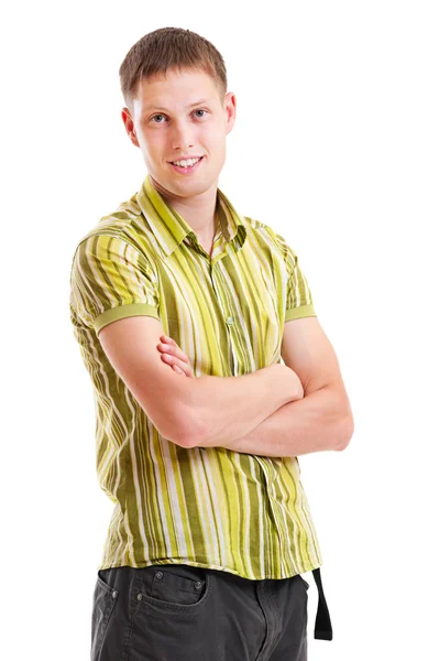 Smiley junger Mann auf weißem Hintergrund — Stockfoto