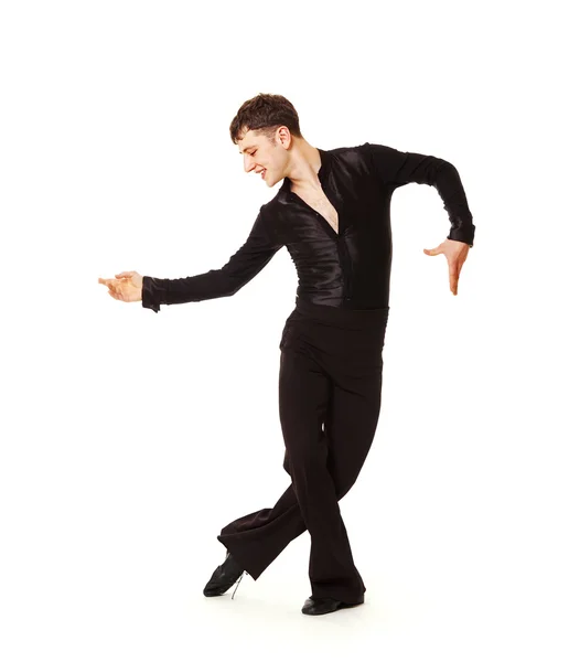 Элегантный танцор в черном костюме Стоковое Изображение