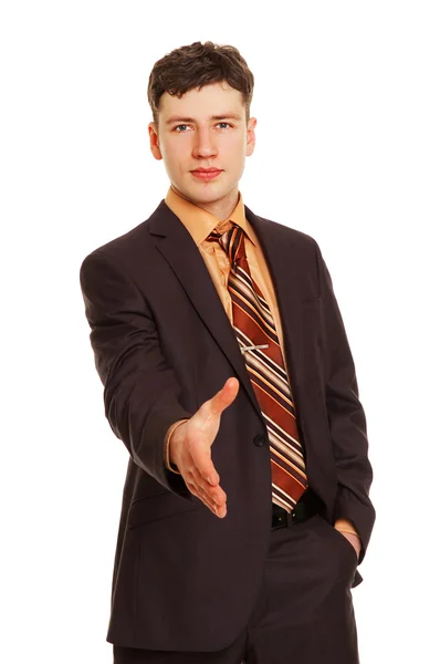 Young businessman greeting Stock Photo
