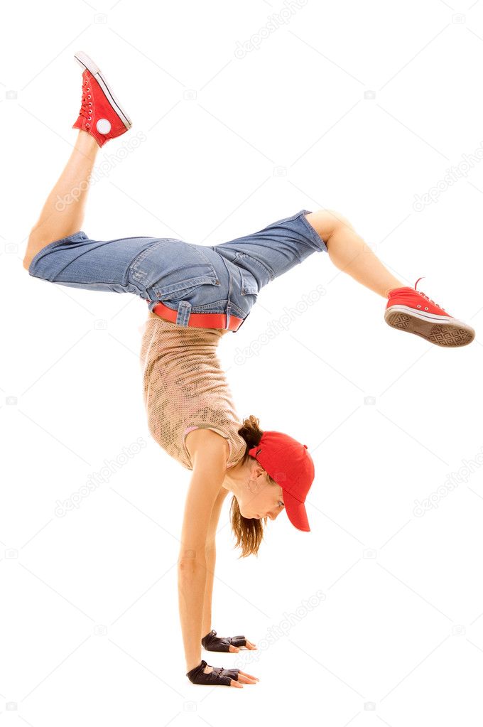 Breakdancer head over heels
