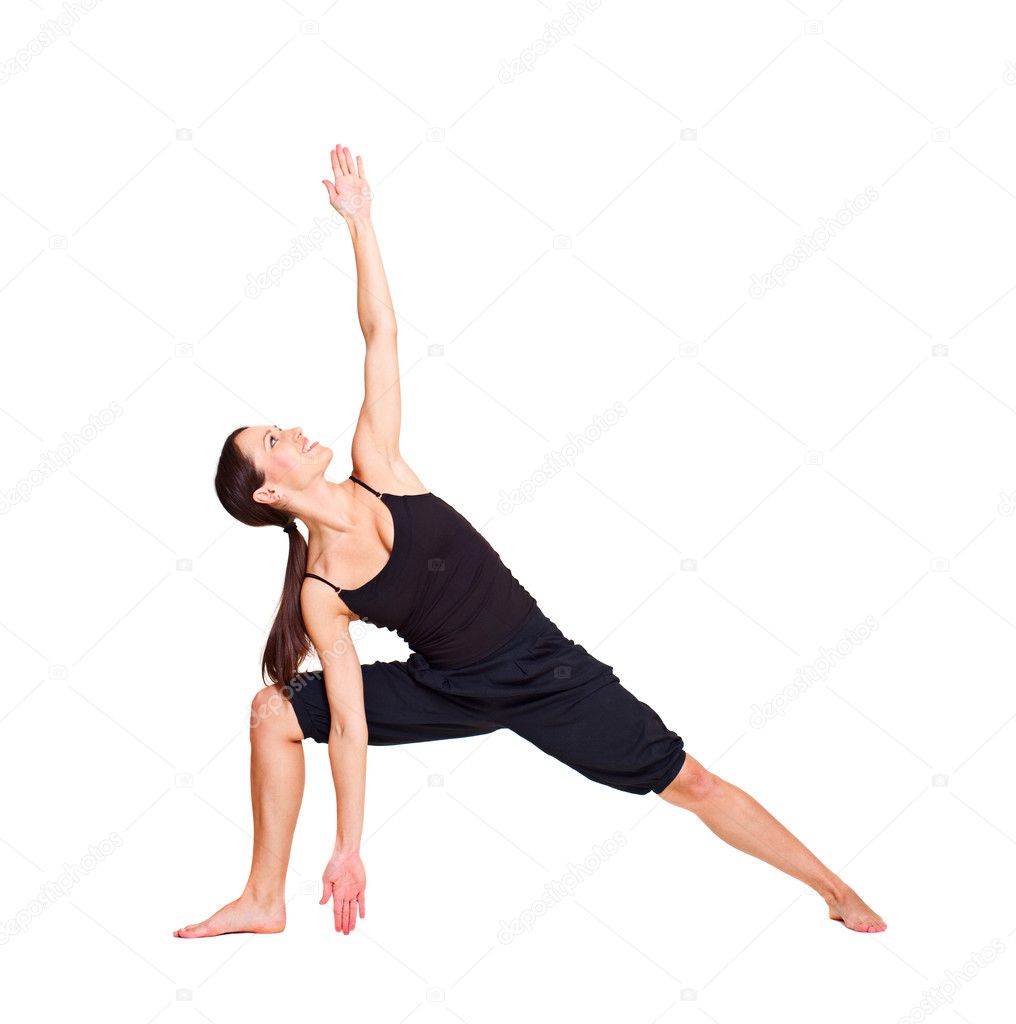 Pretty woman practicing yoga