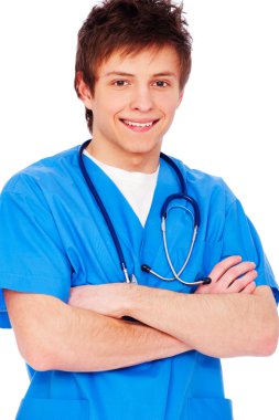 Happy young nurse boy clipart