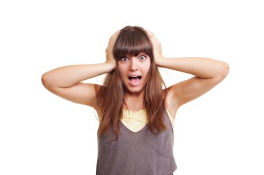 Surprised young woman clipart