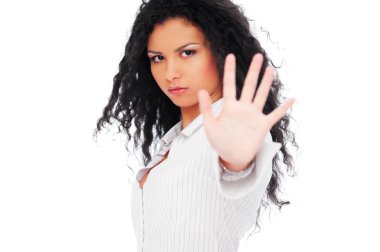 Serious woman showing negation clipart