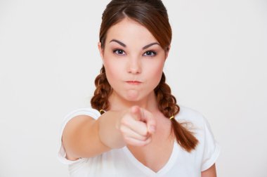 Angry woman pointing clipart