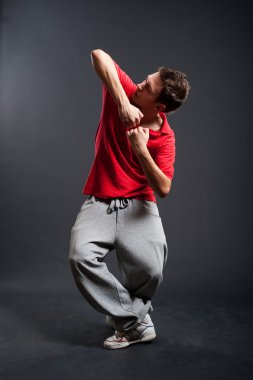 Breakdancer in red t-shirt clipart