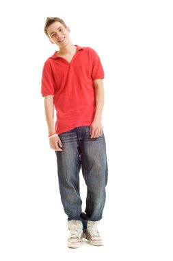 Smiley guy in red t-shirt clipart