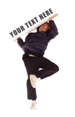 B-boy holding your text clipart