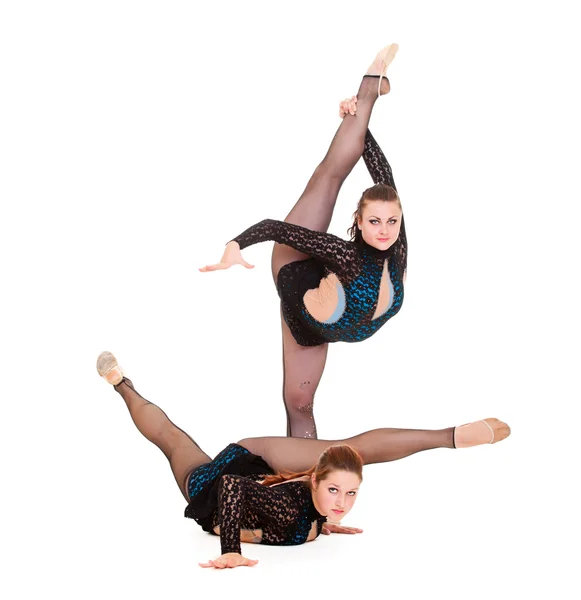 Women showing rhythmic gymnastics — Stock Photo, Image