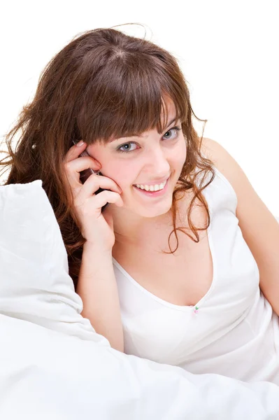 Piękna kobieta, rozmowy na telefon — Zdjęcie stockowe