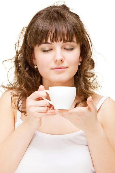 Portrait of woman with cup — Stock Photo, Image