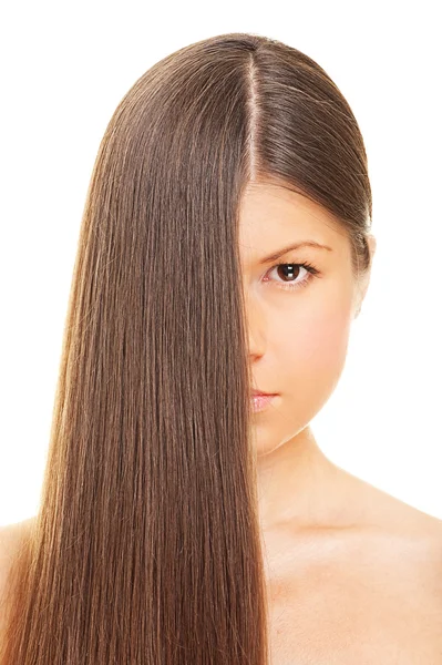Donna con lunghi capelli sani — Foto Stock