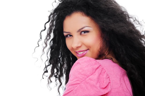 Friendly woman with curly hair — Stock Photo, Image