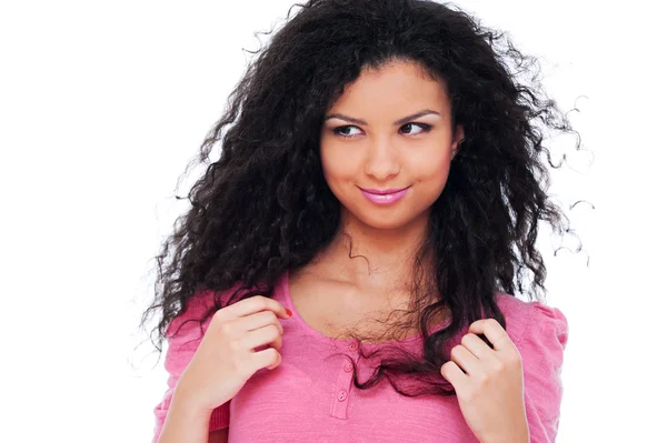 Smiley woman with curly hair — Stock Photo, Image