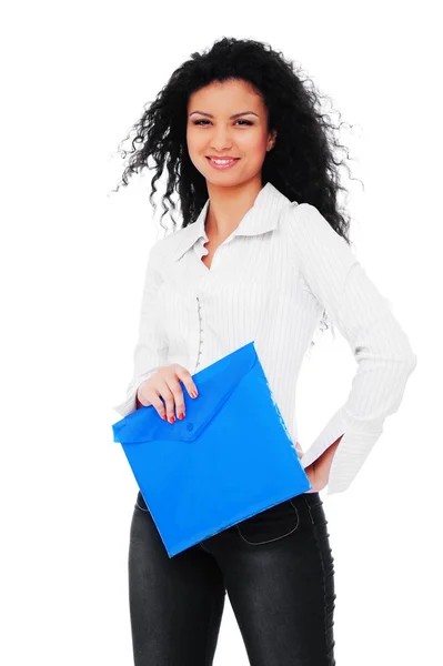 Beautiful young student with folder — Stock Photo, Image