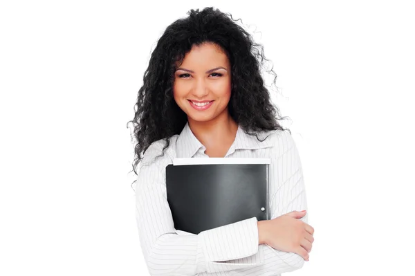 Młoda bizneswoman z folderem — Zdjęcie stockowe