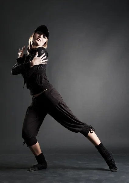 Passion dancer in black clothes — Stock Photo, Image
