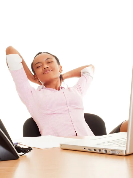 Woman resting at the workplace — Stock Photo, Image