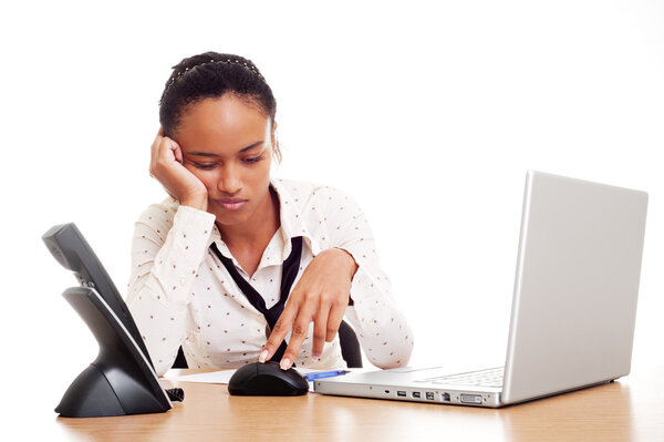 Young businesswoman don't want to work