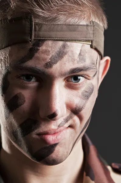 Retrato de close-up de soldado — Fotografia de Stock