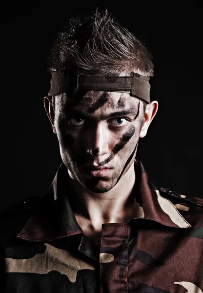 Retrato de soldado sério — Fotografia de Stock