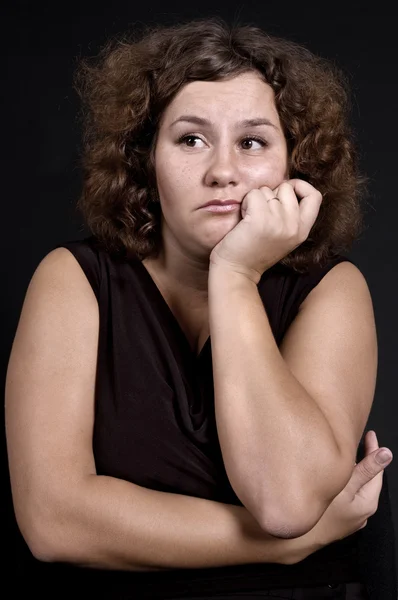 Pesada mulher triste — Fotografia de Stock