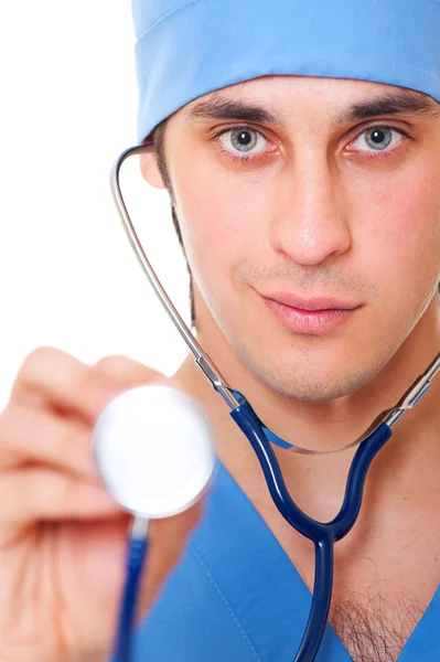 Nahaufnahme Porträt eines Arztes mit Stethoskop — Stockfoto