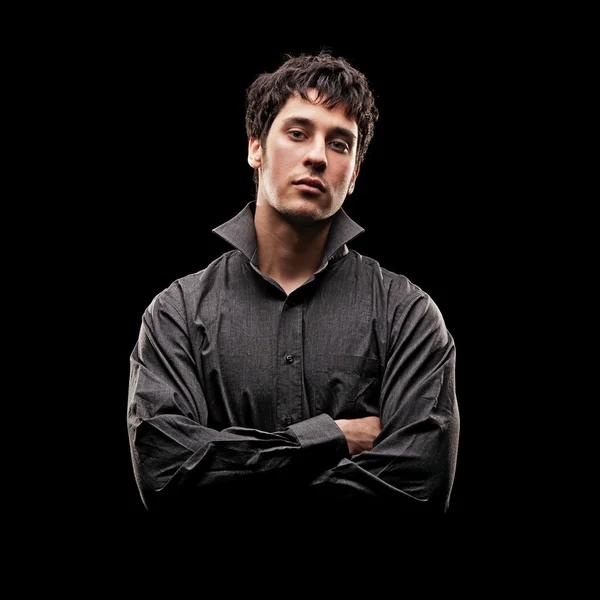 Portrét vážný mladý muž v košili — Stock fotografie