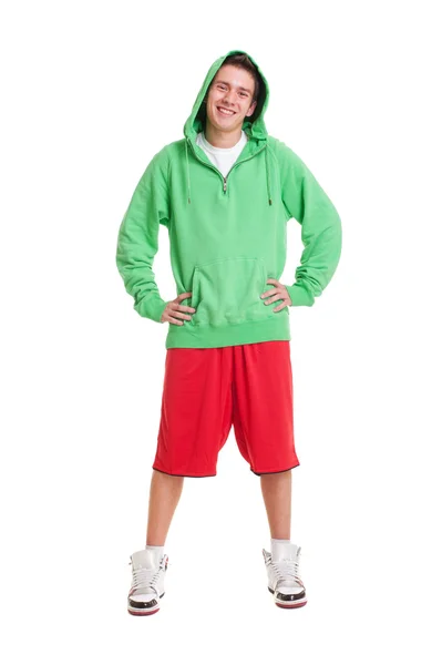 Amigável cara em verde jumper — Fotografia de Stock