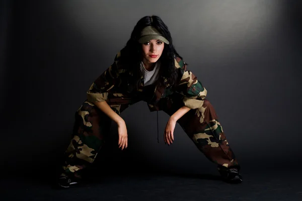 Attractive girl in camouflage — Stock Photo, Image