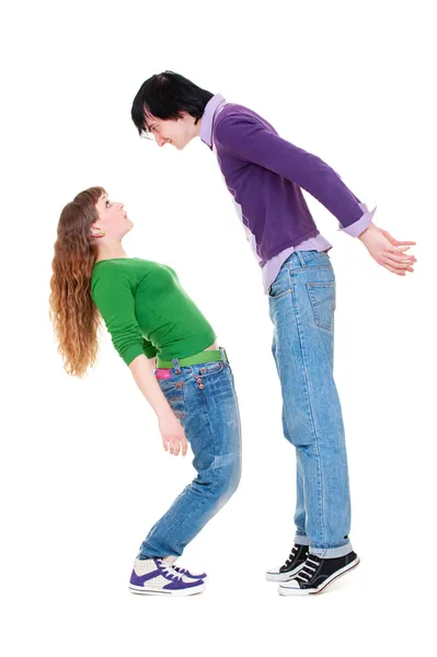 Magas férfi és nő rövid — Stock Fotó