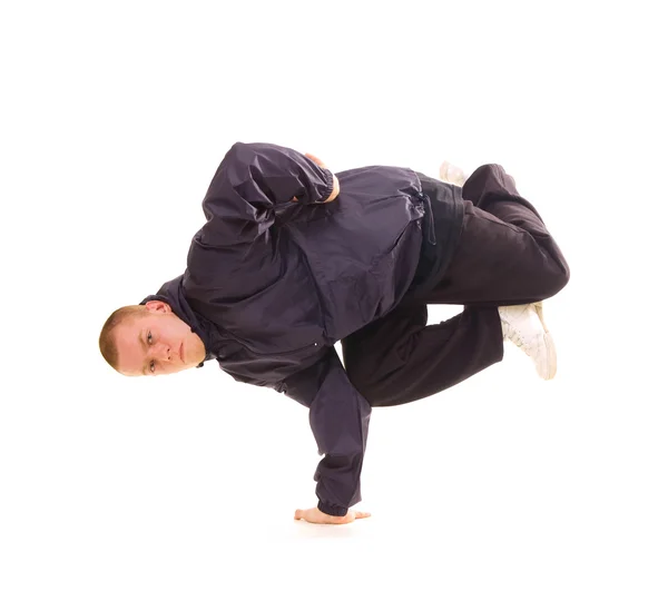 Breakdancer in air baby freeze — Stock Photo, Image