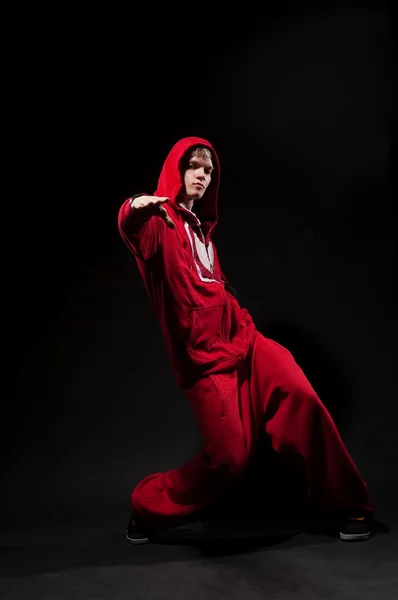 Breakdancer im roten Anzug — Stockfoto