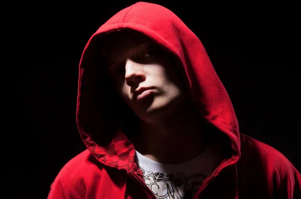Cool b-boy in red jacket — Stock Photo, Image