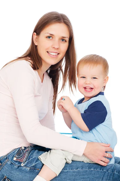 Smiley woman and joyous baby Stock Picture