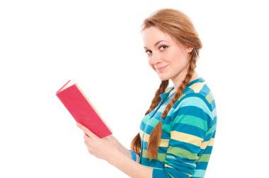 kitap ile genç ve güzel kadın