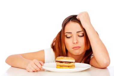 Woman with burger clipart