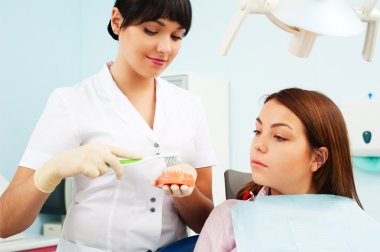 Dental practitioner with patient clipart