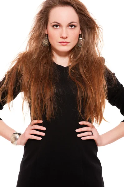 Bela jovem mulher com cabelo comprido — Fotografia de Stock