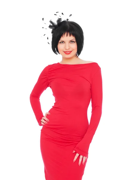 Mujer sexy en vestido rojo — Foto de Stock