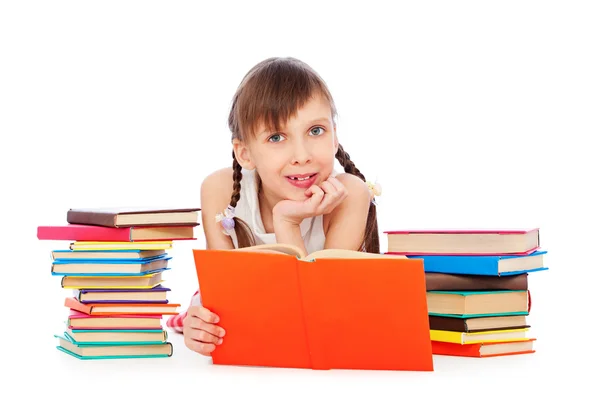 Menina sorridente com livros — Fotografia de Stock