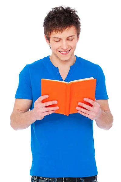 Homem sorridente com livro — Fotografia de Stock