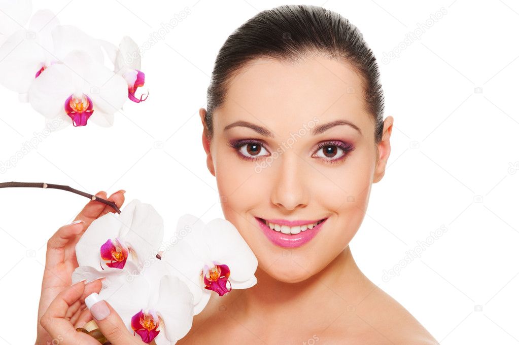 Woman with orchid
