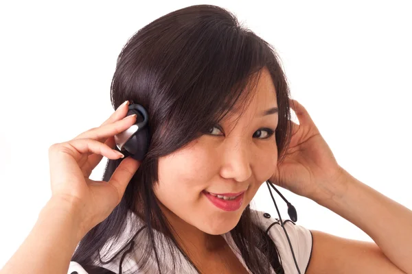 stock image Asian girl with headset 2