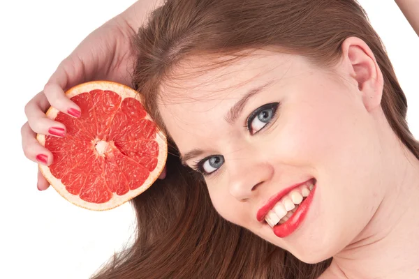 Dívka a grapefruit — Stock fotografie